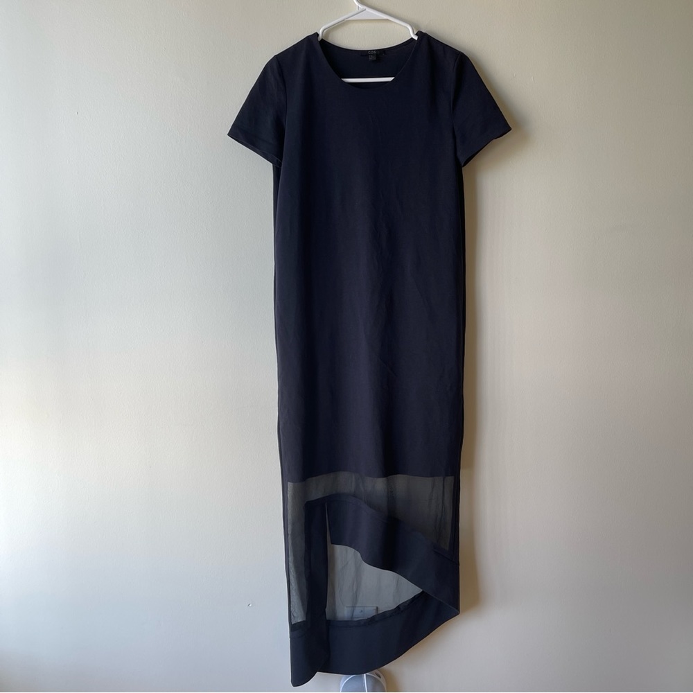 COS Shirt Dress With Mesh Detail Navy